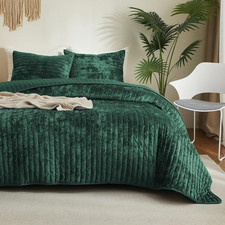 Luxury Soft Velvet Quilt Set Full Queen Size - Lightweight Velvet Bedding Set fo