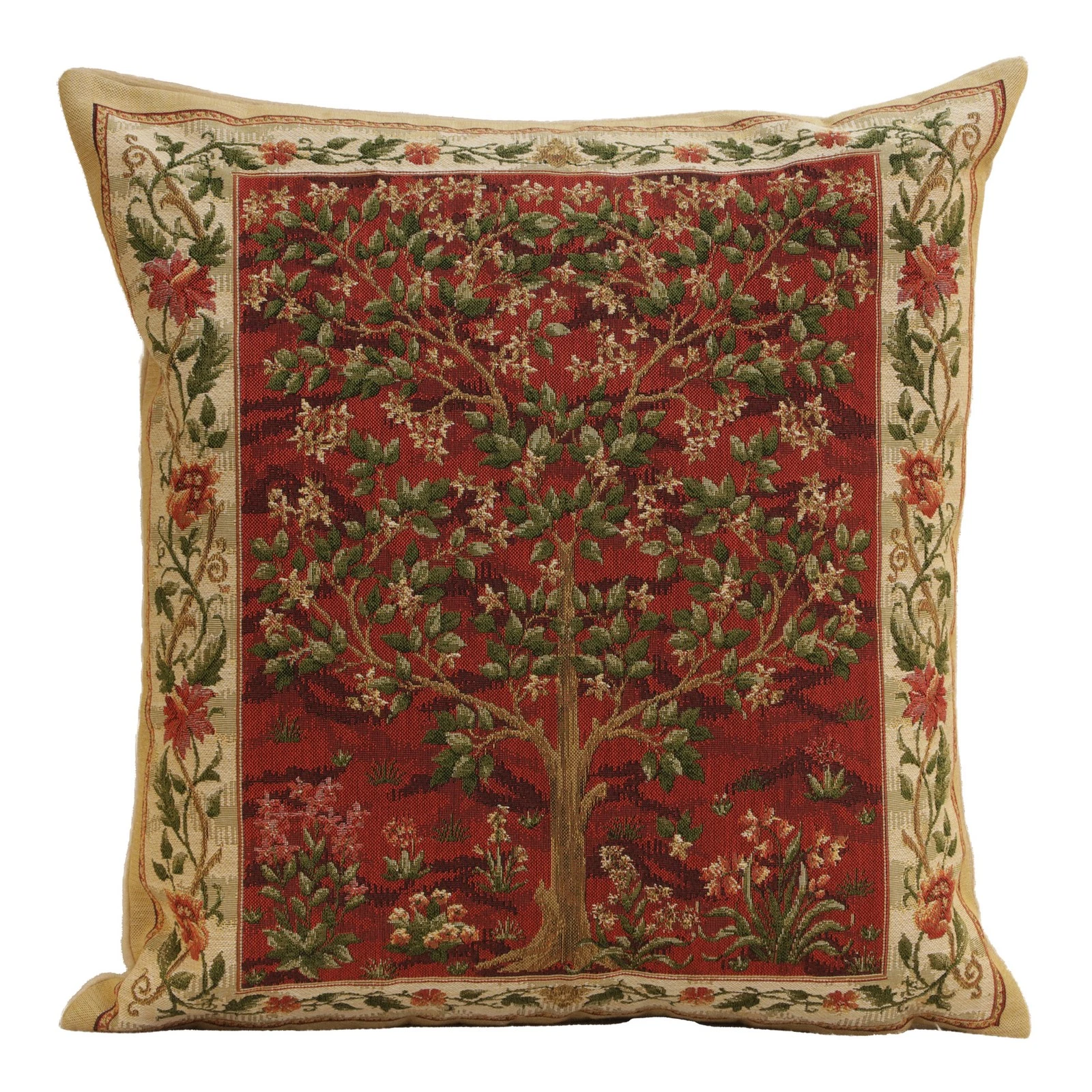 Tree of Life Red Belgian Jacquard Woven 18x18" Throw Pillow Cover
Opens in a new window or tab