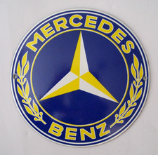 GOOD STOVE ENAMEL MERCEDES BENZ BADGE PLAQUE SIGN MAN CAVE GARAGE REPAIR SHOP