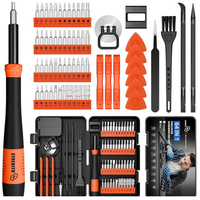 STREBITO Schraubendreher Set 64-teilig mit Magneten Mini Bits für Elek