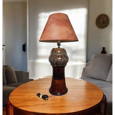 MCM 1960s/70s 'Fat Lava' Style Art Pottery Lamp | High Gloss Drip Lava Glaze