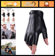 Fingerless Driving Gloves - PU Faux Leather Half Finger Sports Gloves for Men