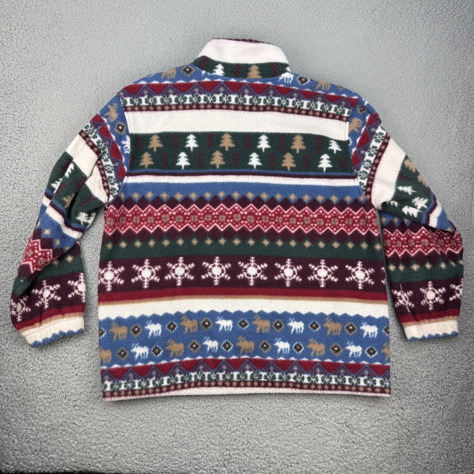 Chaqueta polar Alfred Dunner para mujer grande multicolor con cremallera copo de nieve árbol Foto 2 de 4