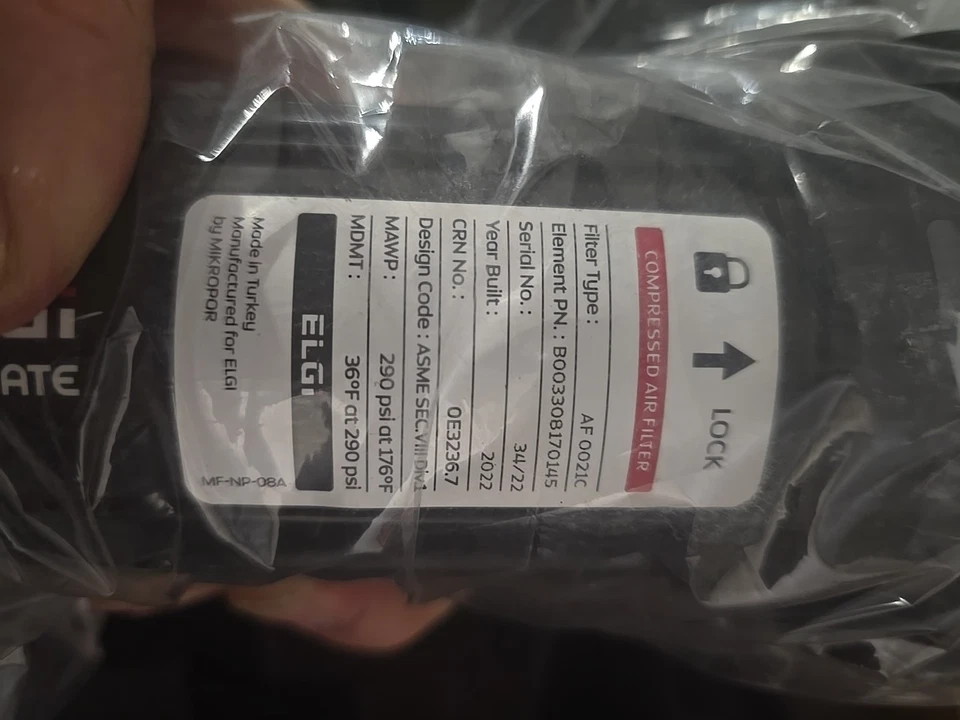 ELGi AF0021C Airmate Downstream Air Filter 21 SCFM 0.01 micron 3/8" NPT 290 PSIG - Image 3 of 4