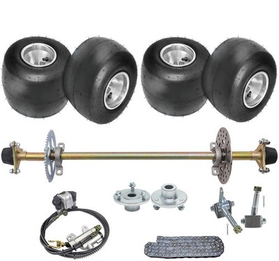 29'' Rear Live Axle Kit Sprocket Chain Hub Brake Complete 5'' Wheels DIY Scooter