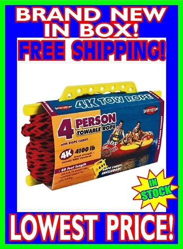 SPORTSSTUFF 4K Tow Rope - 4 Person Towable Rope 60' 57-1532 Poparazzi Live  Wire