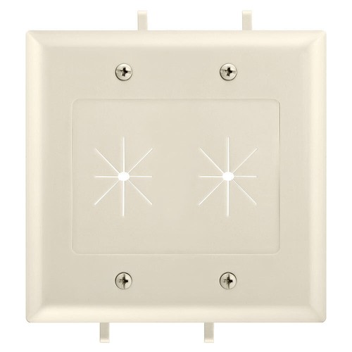 2 Pack 2-Gang Split Wall Plate with Flexible Opening Almond Cable Pass Faceplate - Afbeelding 2 van 3