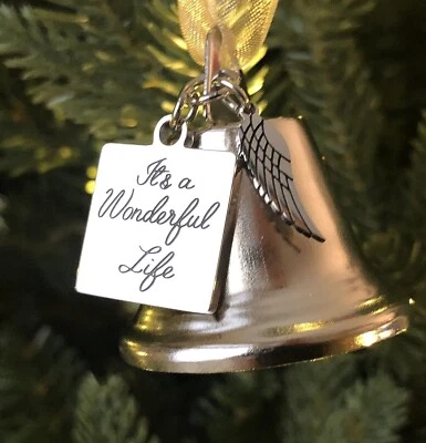 K9KING It’s a Wonderful Life Angel Bell Ornament – Silver Bell w/ Angel Wing Charm