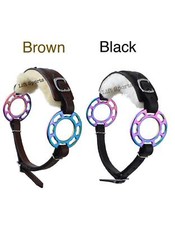 Rainbow Multi Color Hackamore Bitless Horse Bit Padded Fur Leather Bridle Adjust