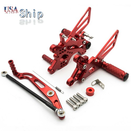 Red Rearsets Motorcycle For Yamaha CNC Red Rearsets Footrests Foot Pegs YZF R6 2006-2015 2007 ...