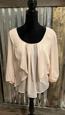 My Michelle Womens Large Blouse Layered Ruffled Sheer Feminine Romance Flowy