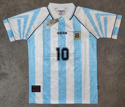Argentina 1996/98  MARADONA 10 Home Soccer Football Futbol Jersey Shirt Slim XL