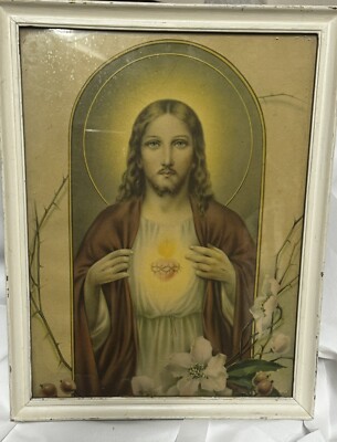 Sacred Heart of Jesus Lithograph Print in Vintage Frame 8x10 | eBay
