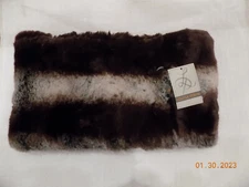 Louisa Perini Faux Fur Loop Scarf Brown Beige Soft Neck Warmer Collar - NEW