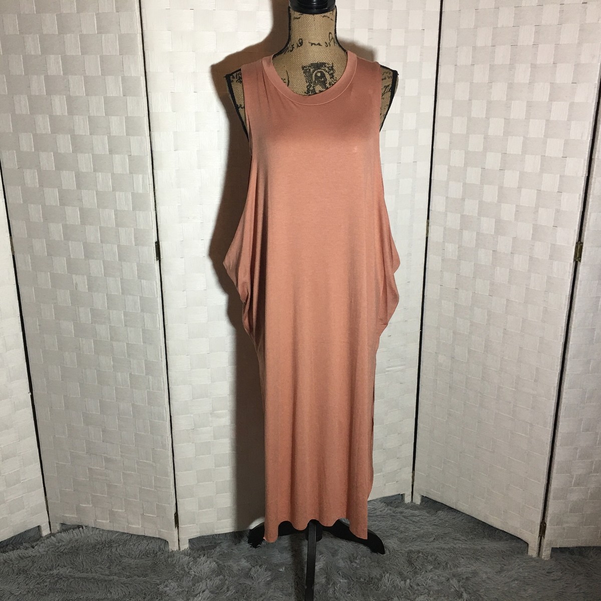 New Elena Side Slit Overlay Marsala Casual Dress Large