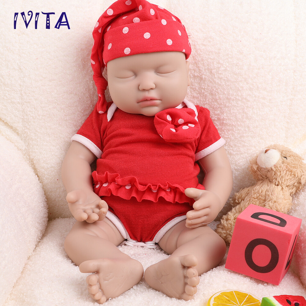 IVITA 15'' Full Silicone Reborn Baby Girl Sleeping Floppy Doll Infant Newborn