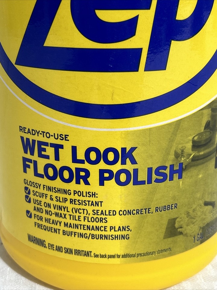 Zep WetLook Floor Polish Shine Cleaner, 128 Oz Vinyl Rubber Sealed