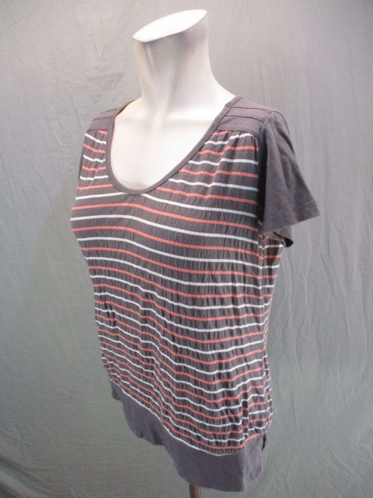 lole striped cotton blend round neck athletic shirt