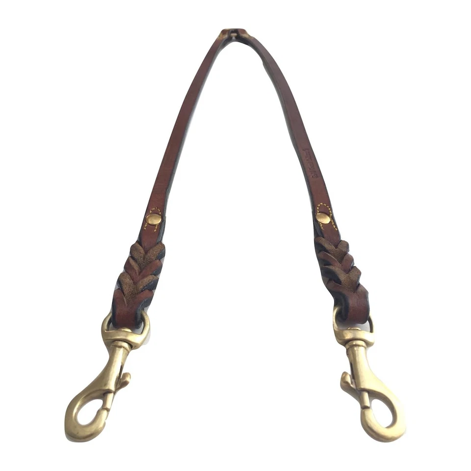 Double Dog Leash Heavy Duty Genuine Leather Braided Coupler Leash for 2 Dogs - Image 4 of 4