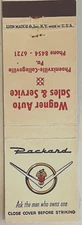 PACKARD CAR DEALER MATCHBOOK COVER: Wagner Auto Sales, PA MATCHBOOK COVER