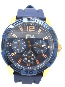 Guess W0366G4 Oasis Rose Gold Plated Blue Silicon Strap Mens Watch (124A)  91661447990 | eBay