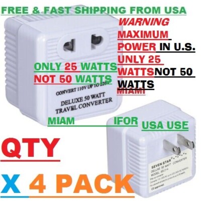 4-PACK 110V to 220V STEP UP VOLTAGE CONVERTER 50W TRANSFORMER US CHARGER $ 19.89