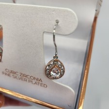 New Cubic Zirconia Drop Earrings Silver Plated Rose Gold Tone Teardrop Dangle