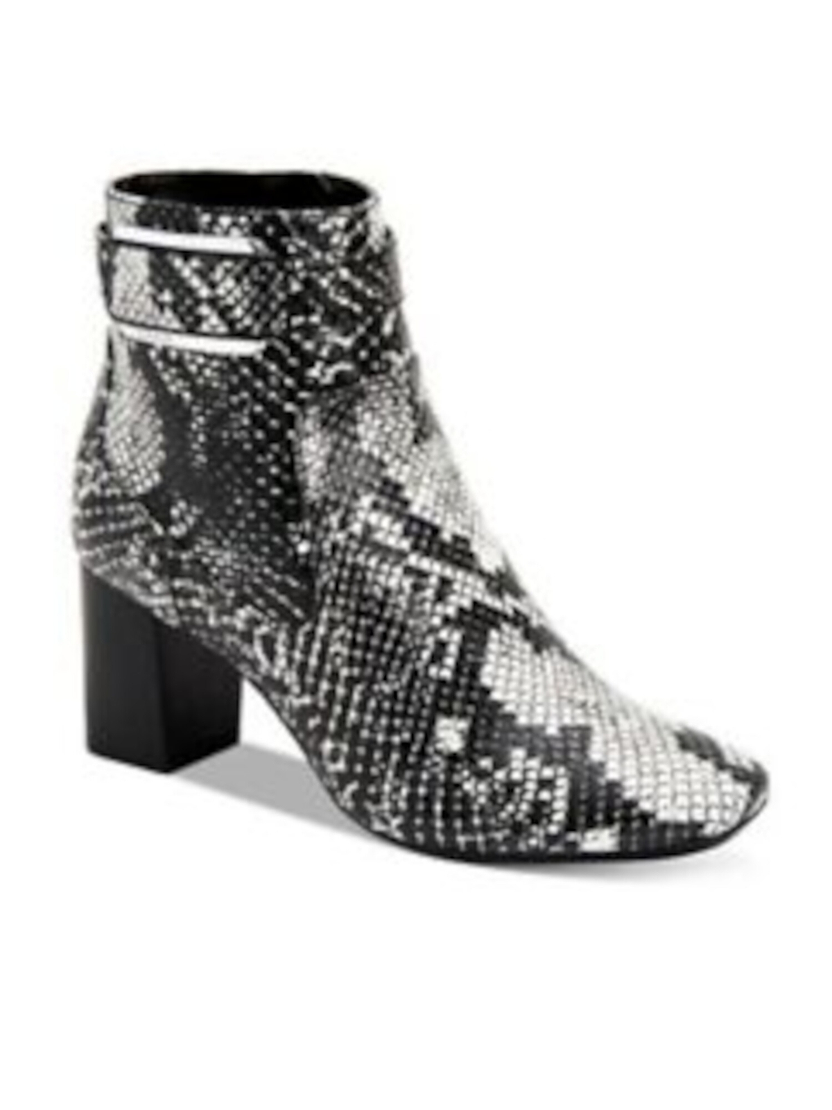 CALVIN KLEIN Womens Beige Snakeskin Cattee Square Toe Block Heel Booties 6 M