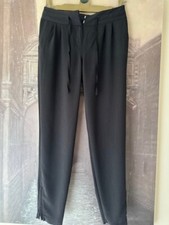 Next Black Tapered Leg 100% Tencel Trousers Size 8R