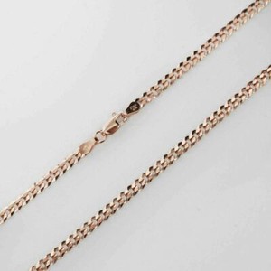 Authentic Men's Women's 14K Rose Gold Plated Solid 925 Silver Cuban Link Chain 4mm ITALY