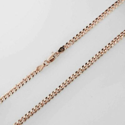 Men's Women's 14K Rose Gold Plated Solid 925 Silver Cuban Link