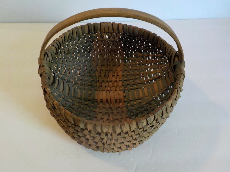 Antique American Oak Splint Buttocks Basket 6.5" High, Old Interior ...