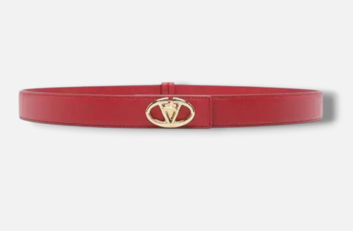 Valentino Vlogo Signature Patent Belt, Red Valentino Garavani Glossy Calfskin VLogo Reversible 30mm  main image 4