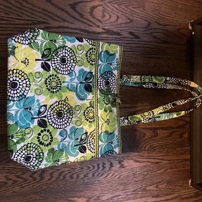 Vera Bradley Go Round  Medium Tote In ''Limes Up'' Retired Pattern