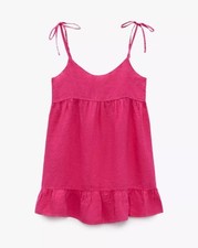 Zara Linen Tie Strap Mini Dress Size 12