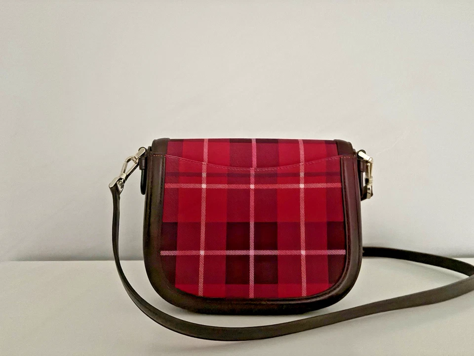 Kate Spade Blake 格子马鞍包 斜挎包 亮玫瑰 多红色 — 第 2/4 张图片