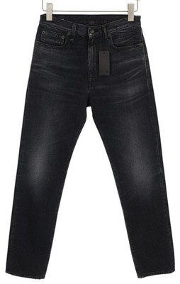R13 Axl Slim Damen Jeans 27 Jake Schwarz Neu Gewaschen Zip Fly Logo Tasche Denim