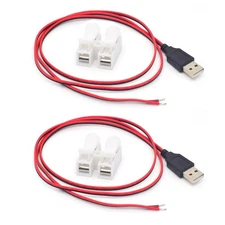 1M 3.3FT 20AWG USB Male Pigtail 2-Pin Bare Wire 5V 5A Power Cable Cord