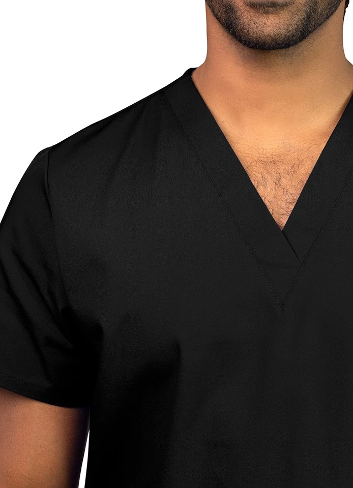 Adar Men Women Medical Nursing Workwear Uniform 1 Pocket V-Neck Scrub Top - Image 3 of 4