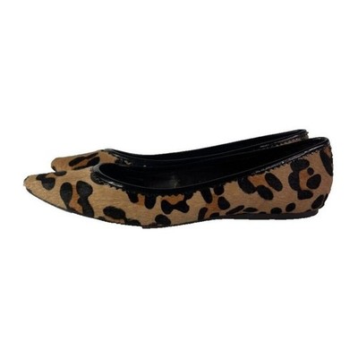 Zara Shoes Flats Woman 39 Calf Hair Leopard Print Leather Slip On