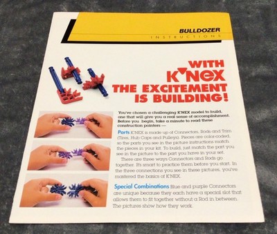 K NEX BULLDOZER  1993  Vintage Booklet Instructions Manual Part Accessory  Z10