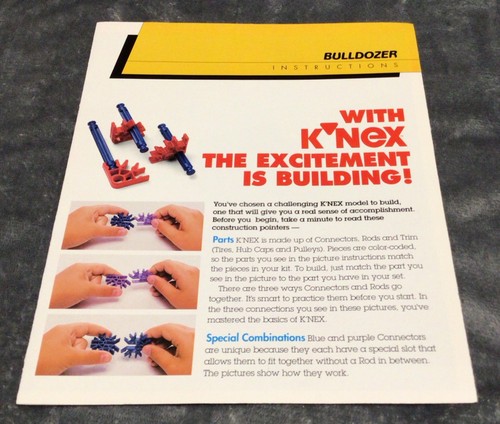 K’NEX BULLDOZER 1993 Vintage Booklet Instructions Manual Part Accessory Z10