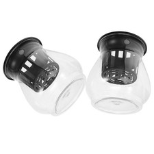 2Pcs Clear Plastic Hydroponic Fish Bowls Mini Desktop Aquarium Planters