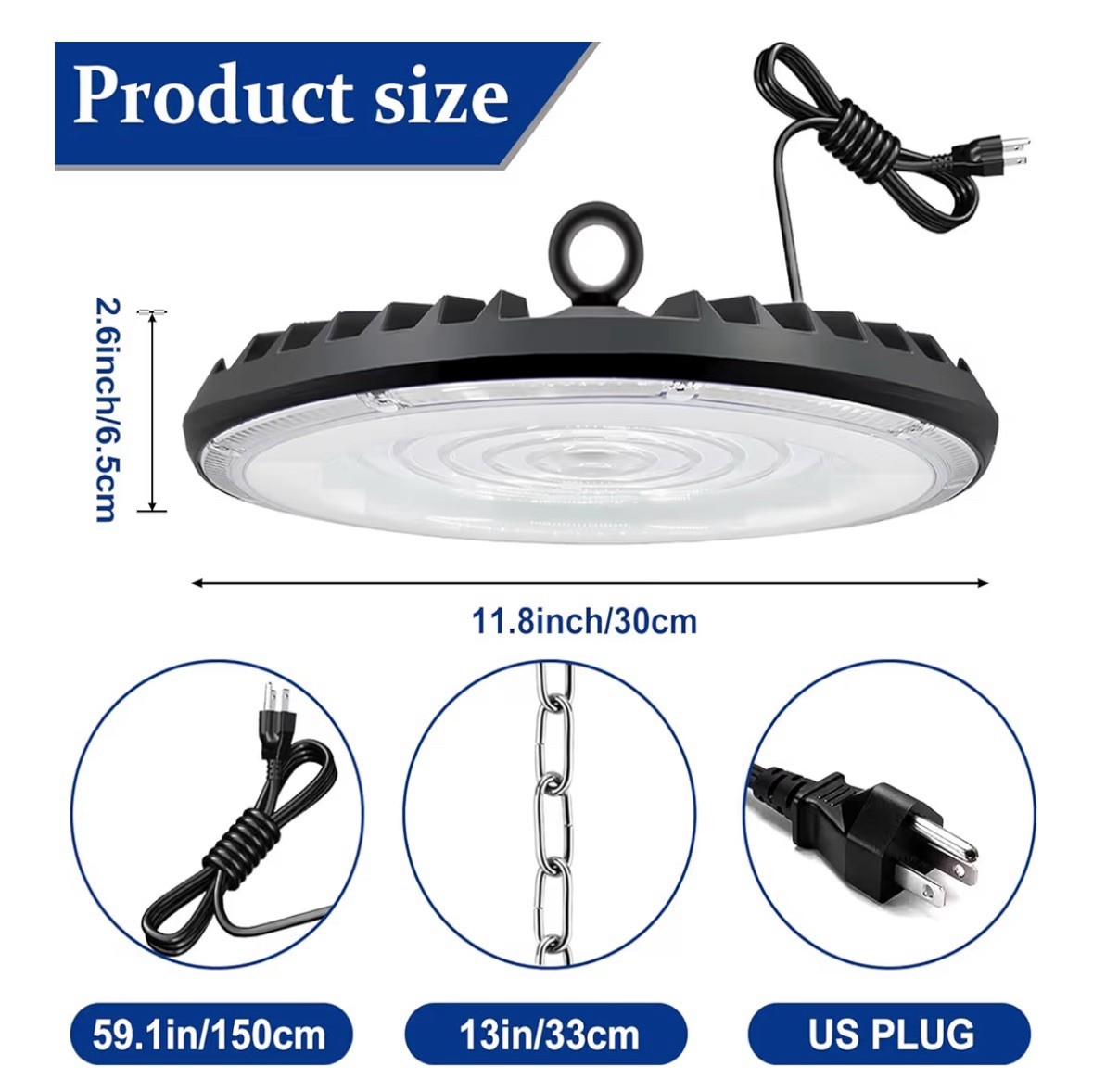 6 Pack 150W UFO LED High Bay Light Factory Warehouse Commercial Lighting 5000K