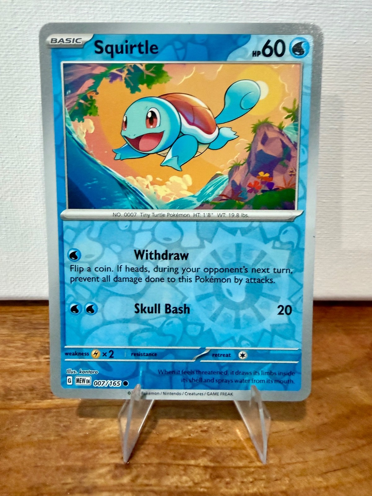 Pokemon TCG 151 Reverse Holographic Squirtle 007/165 Near Mint