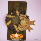 New thanksgiving 18x19 primitive Americana barnwood wreath pie gather handmade