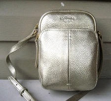 American Leather Co Cleveland Crossbody Bag Gold Leather Mini Small Purse NEW