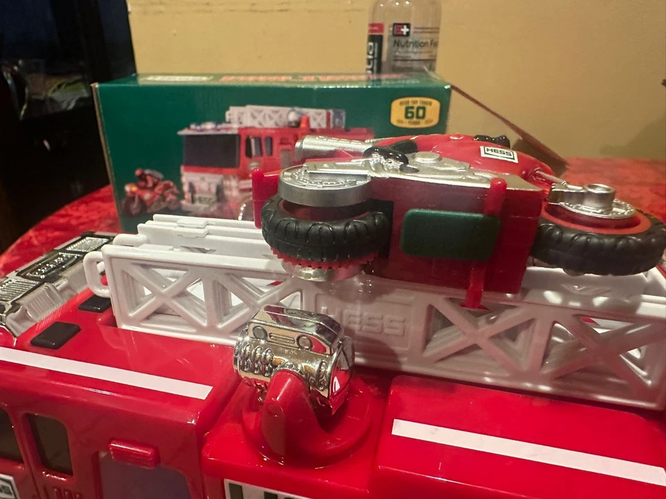 BRAND NEW - 2024 HESS TOY TRUCK 60TH ANNIVERSARY FIRE TRUCK CAR & MOTORCYCLE - Image 3 of 4