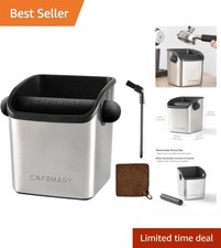 Durable Espresso Grounds Knock Box - Compact Design with Cleaning Brush Included
