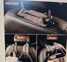 Amelity Car Purse Hooks, Headrest Hooks for Purses and Bags, Gray-2 Pack